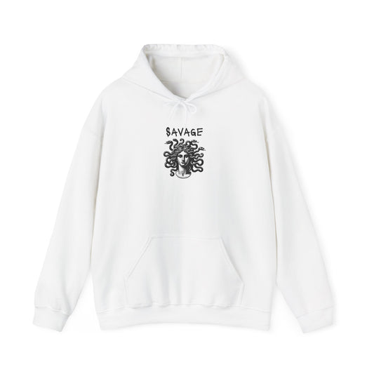 Savage Hoodie - Unisex Heavy Blend Sweatshirt for Bold Style, Casual Wear, Gifts for Art Lovers, Halloween, Grunge Fashion