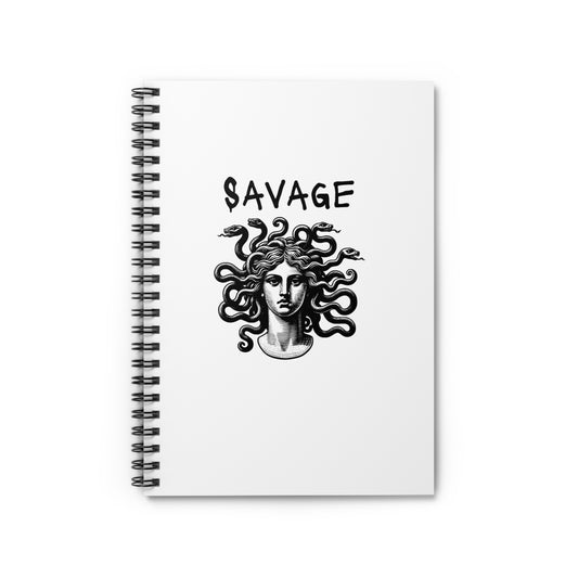 Savage Spiral Medusa Notebook - Ruled Lined Journal for Creatives, Gift for Writers, Unique College Supplies, Medusa Art Notebook