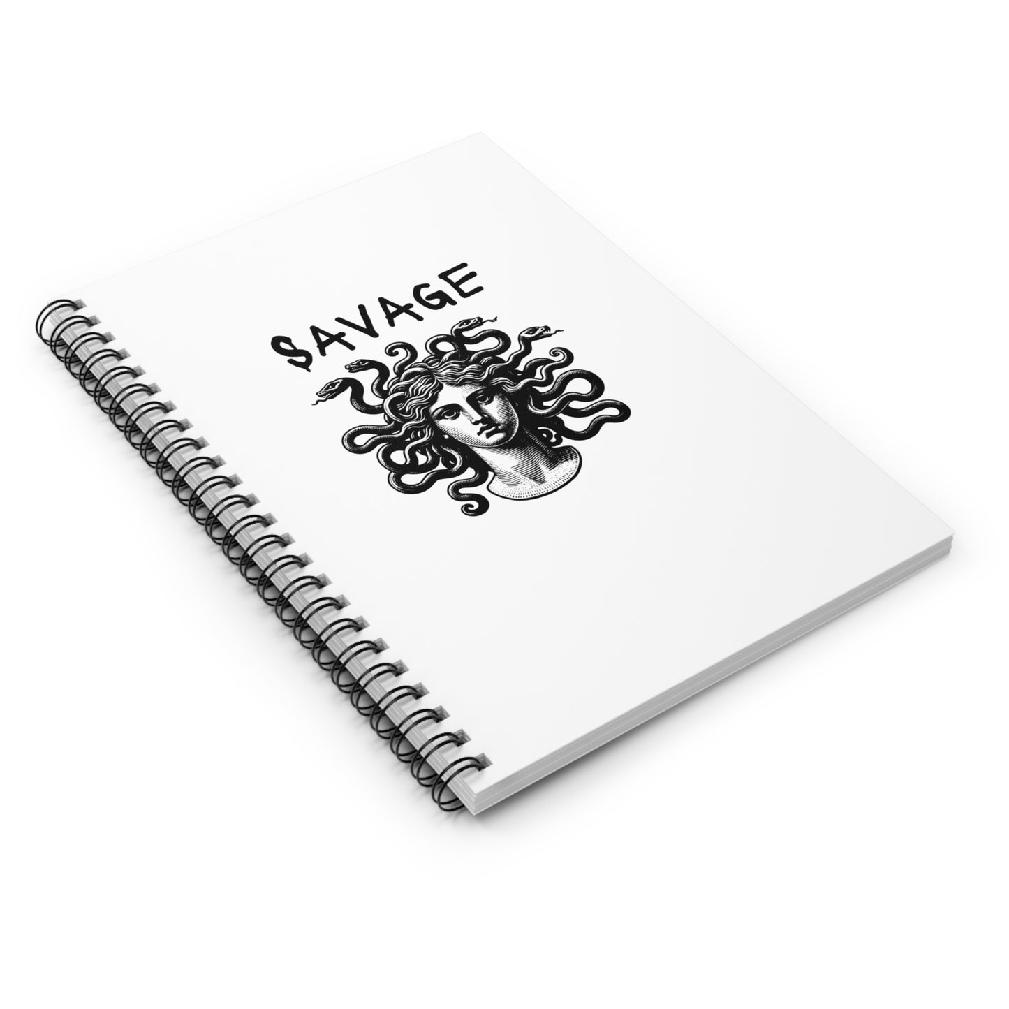 Savage Spiral Medusa Notebook - Ruled Lined Journal for Creatives, Gift for Writers, Unique College Supplies, Medusa Art Notebook